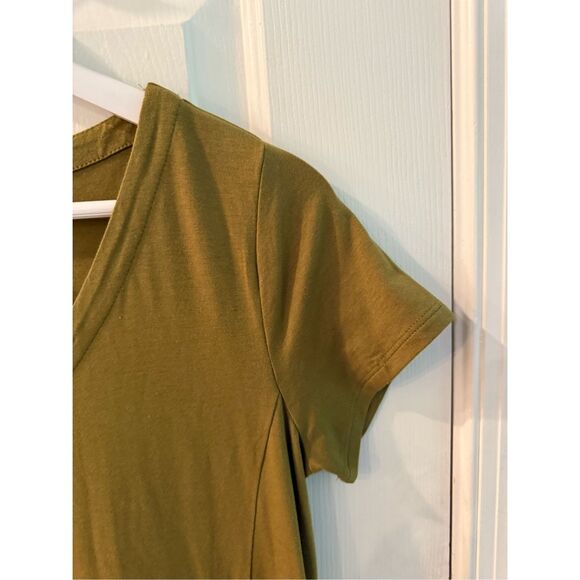 J. Jill Olive Green Short Sleeve V-Neck Maxi Dress w/ Pickets Sz XS NWOT - Picture 3 of 8